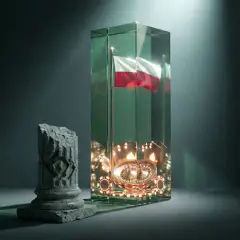 Symboliczny słup i szklana wieża z polską flagą i kasynowymi gadżetami. Dlaczego luksusowe zdrapki za 30 i 50 zł rzadziej dają zwrot kosztów?