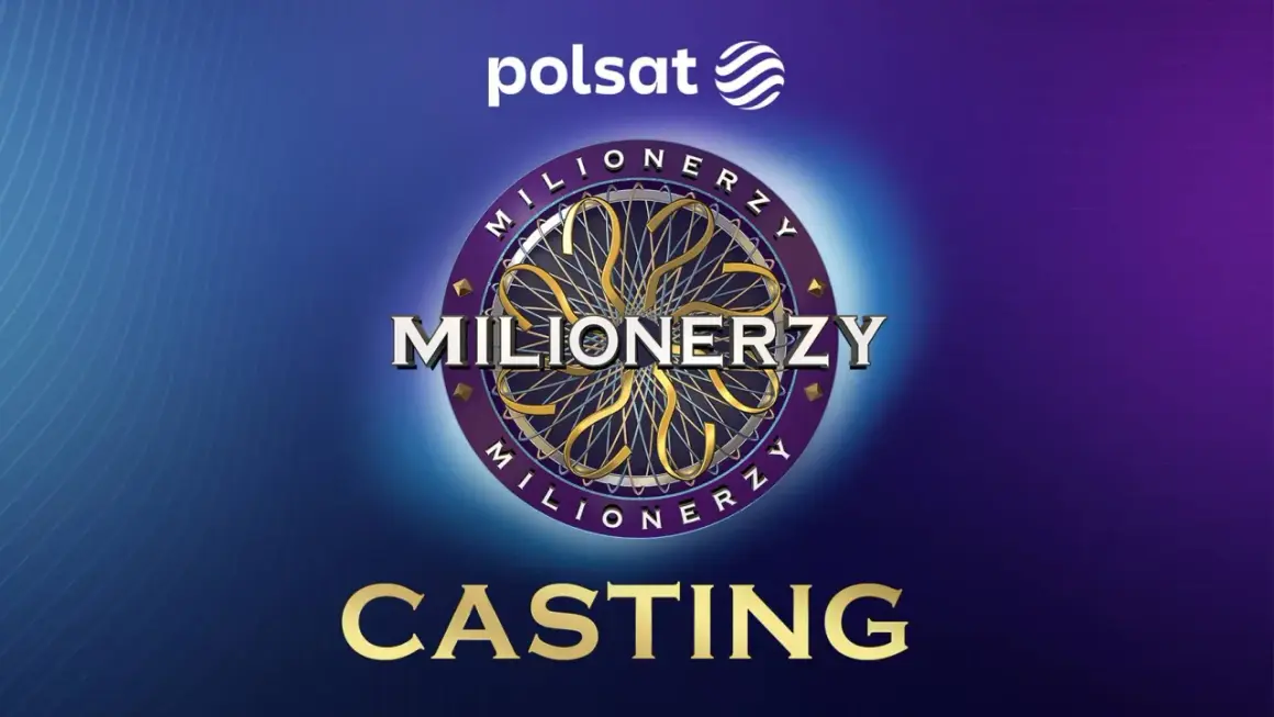 Logo "Milionerzy" Polsatu z napisem "CASTING" na tle gradientowym.